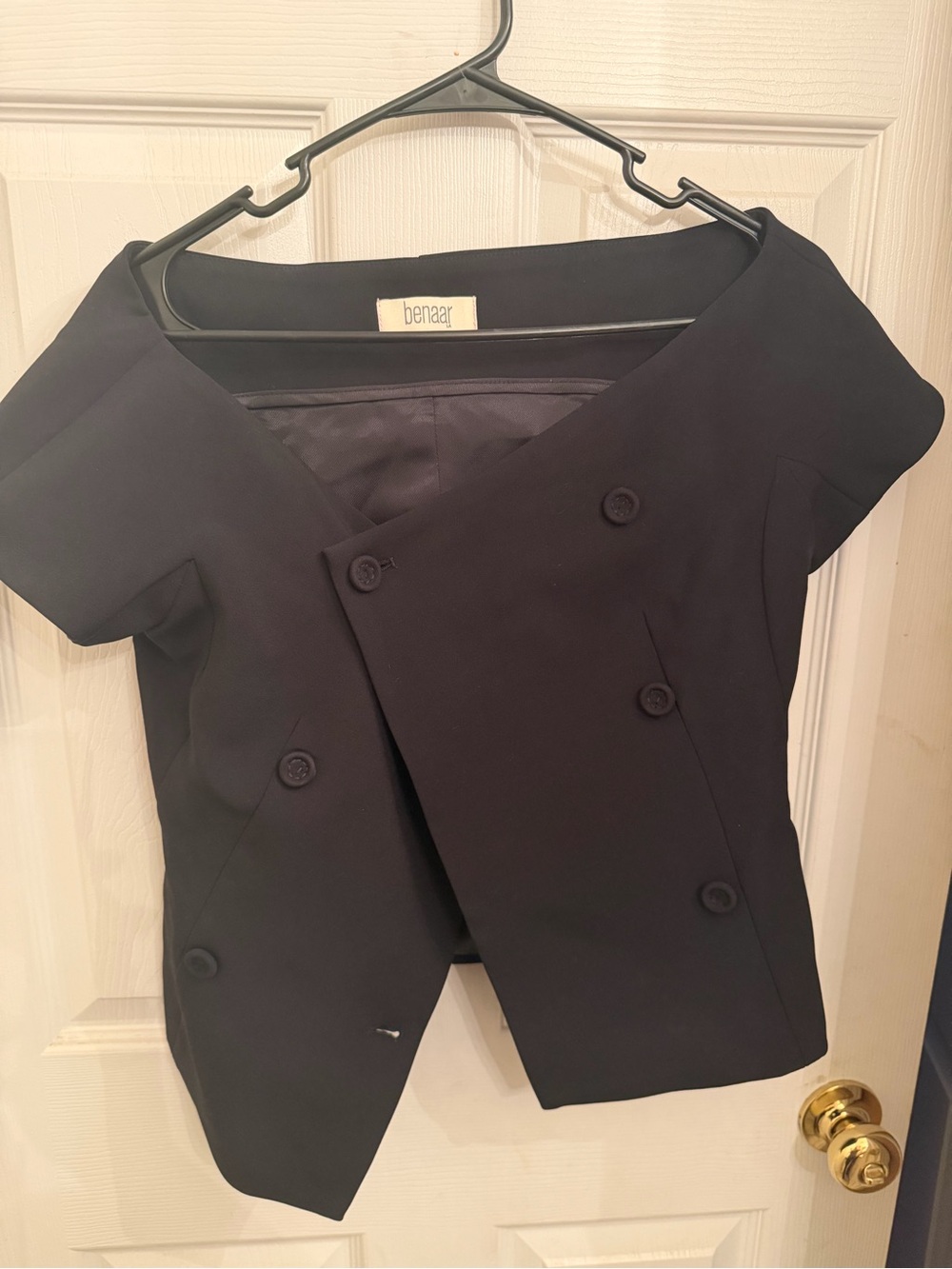 Benaar Black Peplum Double-Breasted Top